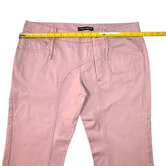 Authentic Dolce & Gabbana Straight Leg Pants Sz.8 Pink Cotton Med Rise Summer - Picture 7 of 11